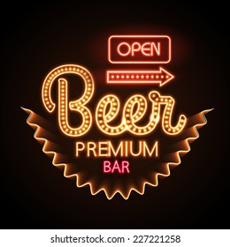 neon sign. Beer bar