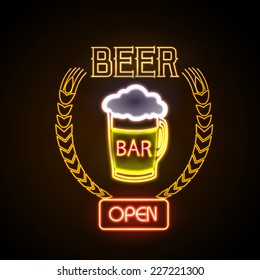 neon sign. Beer bar