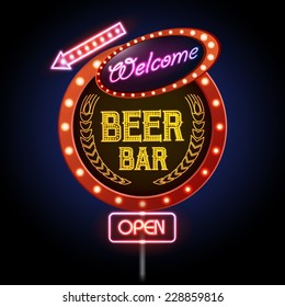 Neon Sign. Beer Bar