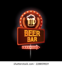 neon sign. Beer bar