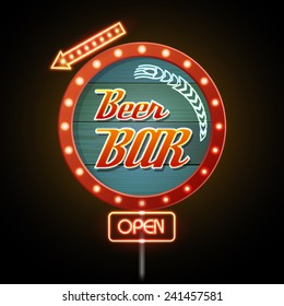neon sign. Beer bar