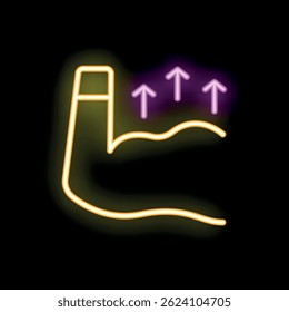 Neon sign of a bicep muscle increasing in strength, illustrating fitness progress