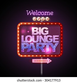 Neon sign big lounge party