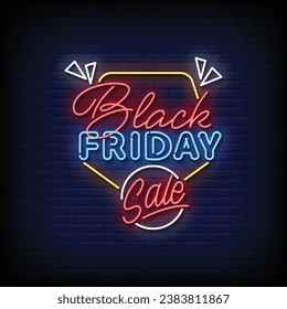 Neon Sign black friday with brick wall background vector