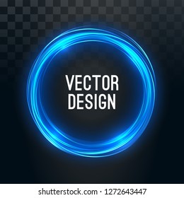 Neon sign blue color vector illustration on transparent background. Design element for banner, cover, advertisement. Copy text space.