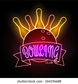 Neon Sign. Bowling Club