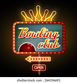 Neon Sign. Bowling Club