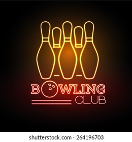 Neon Sign. Bowling Club