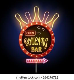 Neon Sign. Bowling Club