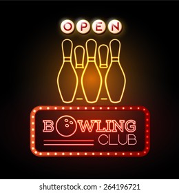 Neon Sign. Bowling Club