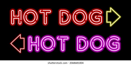 Neon Sign Of Bright Colors. Neon Characters. Hot Dog