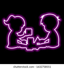 Neon sign of bright colors. Neon children.