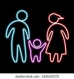 Neon sign of bright colors. Neon family.