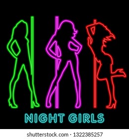 Neon Sign Bright Women Women Girls Stock Vector (Royalty Free ...