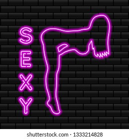 Neon sign of bright colors. Neon girls. Girls strip club neon. Striptease. Strip neon. 