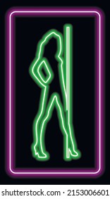 Neonzeichen von hellen Farben. Neonmädchen. Mädchen Strip Club neon. Striptease. Streichle Neon! 