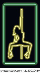 Neonzeichen von hellen Farben. Neonmädchen. Mädchen Strip Club neon. Striptease. Streichle Neon! 