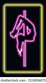 Neonzeichen von hellen Farben. Neonmädchen. Mädchen Strip Club neon. Striptease. Streichle Neon! 