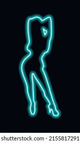 Neonzeichen von hellen Farben. Neonmädchen. Mädchen Strip Club neon. Striptease. Streichle Neon! 