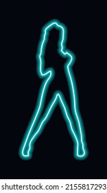 Neonzeichen von hellen Farben. Neonmädchen. Mädchen Strip Club neon. Striptease. Streichle Neon! 