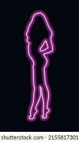 Neonzeichen von hellen Farben. Neonmädchen. Mädchen Strip Club neon. Striptease. Streichle Neon! 