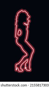 Neonzeichen von hellen Farben. Neonmädchen. Mädchen Strip Club neon. Striptease. Streichle Neon! 