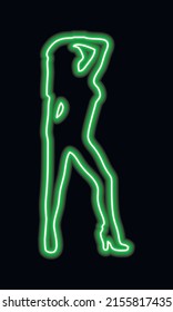 Neonzeichen von hellen Farben. Neonmädchen. Mädchen Strip Club neon. Striptease. Streichle Neon! 