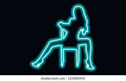 Neon sign of bright colors. Neon girls. Girls strip club neon. Striptease. Strip neon. 