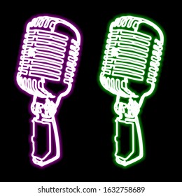 Neon sign of bright colors. Neon microphone