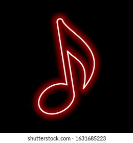 Neon sign of bright colors. Neon sign sheet music