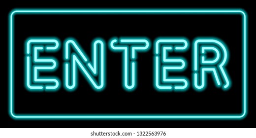 Neon Sign Of Bright Colors. Neon Sign. The Symbol Of Their Neon. Neon Sign. Enter.