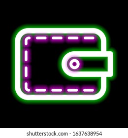 Neon sign of bright colors. Neon wallet