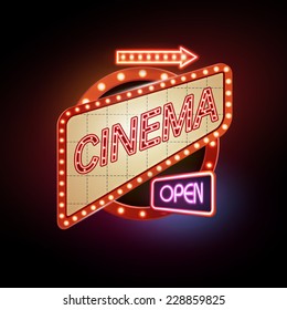 Neon sign. Cinema