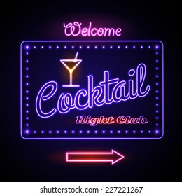neon sign. Cocktail bar