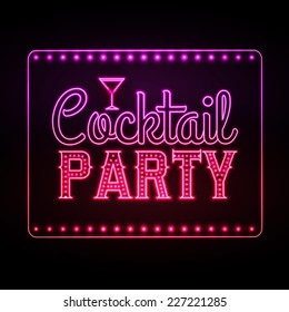 neon sign. Cocktail party