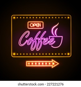 neon sign. Coffee