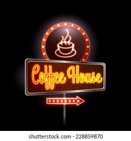 neon sign. Coffee house