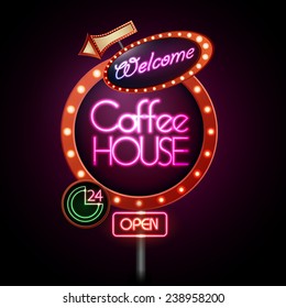 neon sign. Coffee house