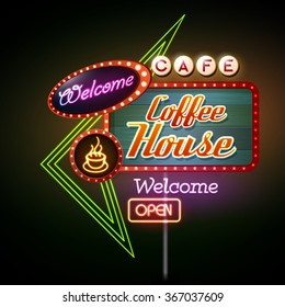 Neon Sign Coffee House Stock Vector (Royalty Free) 367037609 | Shutterstock