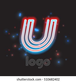 Neon sign. Color dynamic symbol for logo, emblem or text accent. Vector illustration