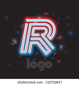 Neon sign. Color dynamic symbol for logo, emblem or text accent. Vector illustration