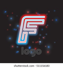 Neon sign. Color dynamic symbol for logo, emblem or text accent. Vector illustration
