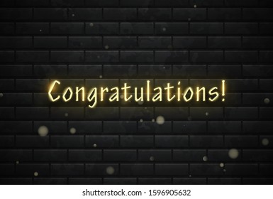Neon sign of Congratulations banner for template. Graphic concept for your design