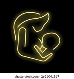 Neon sign depicting a mother breastfeeding her baby, symbolizing the beauty and bond of motherhood
