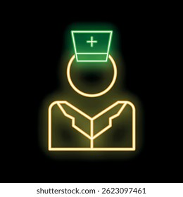 Neon sign depicting a nurse wearing a uniform, perfect for themes of healthcare, hospitals, and medical professionals