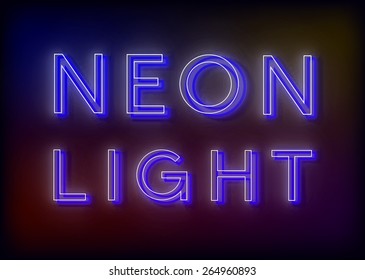 Neon sign, design for your business. Bright attracts the attention of a luminous sign saying - Neon light. Glowing Neon light. EPS10 vector image.