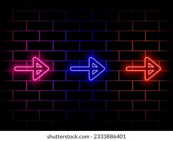 Neon sign direction. Vector illustration... green, red, yellow, pink, blue, orange