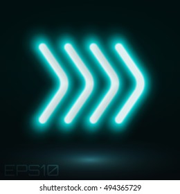 Neon sign direction. Vector illustration.