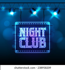 Neon Sign. Disco Party Night Club