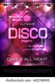 Neon Sign Disco Party Poster Stock Vector (Royalty Free) 602740955 ...